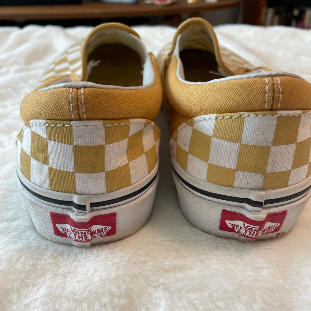 Vans Mustard Yellow Checkered Slip-On Sneakers - Picture 2 of 4